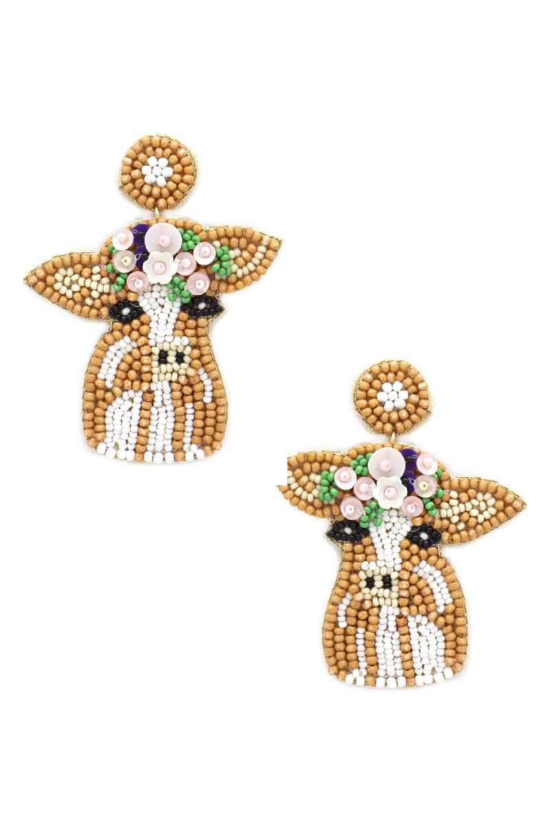 Calf with Flower Crown Earrings