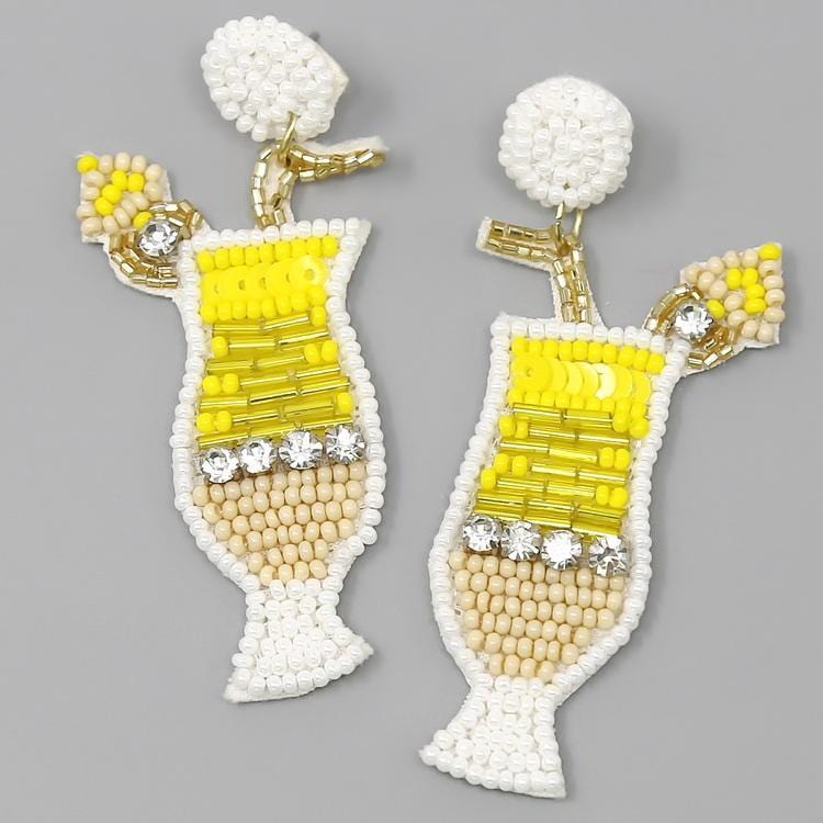 Cocktail Glass Beaded Earrings