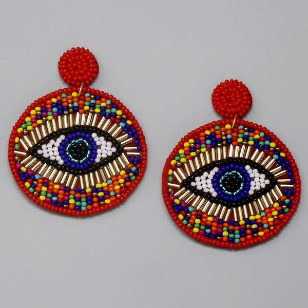 Feeling Good Red Evil Eye Earrings
