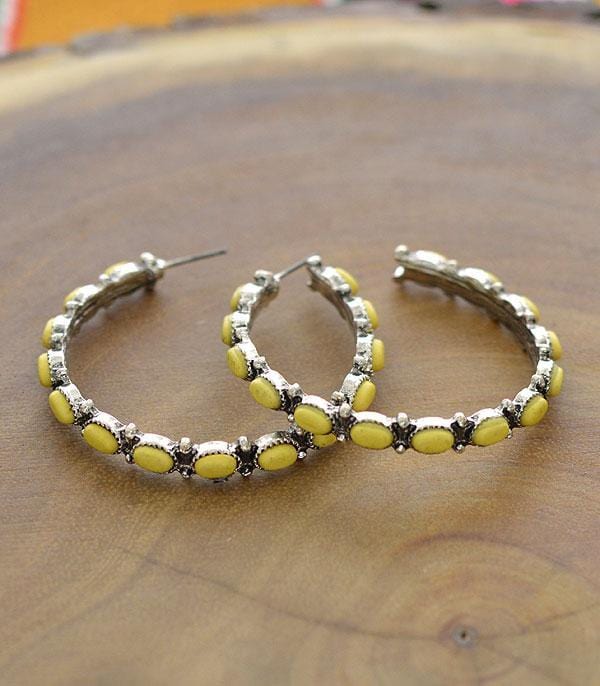 Yellow Western Hoop Earrings