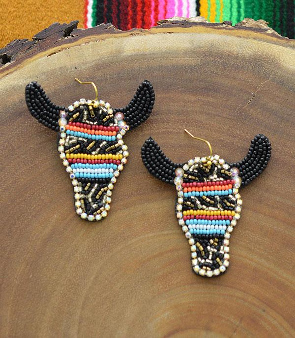 Steer Skull Dangle Earrings