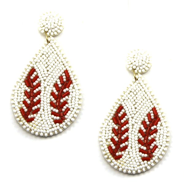 Teardrop Baseball Earring