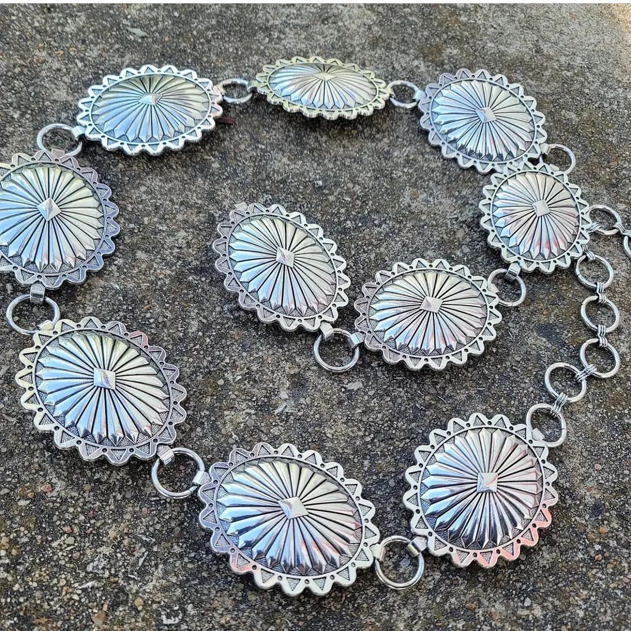 Western Silver Concho Belt