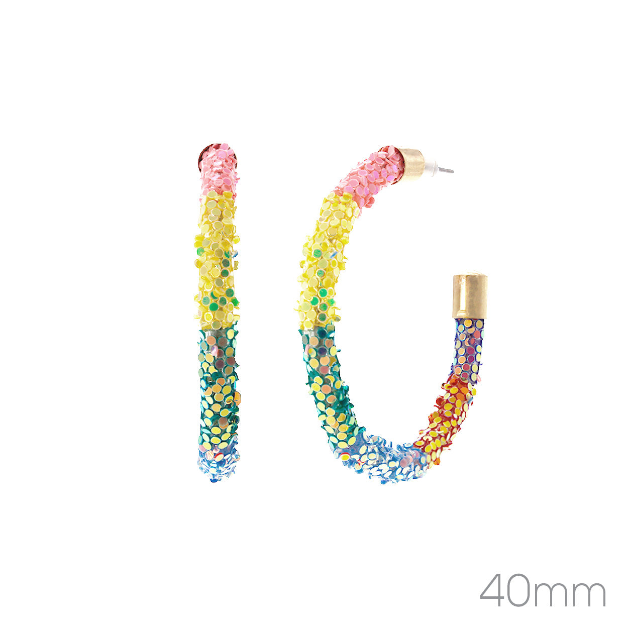 Rainbow Glitter Hoop Earrings