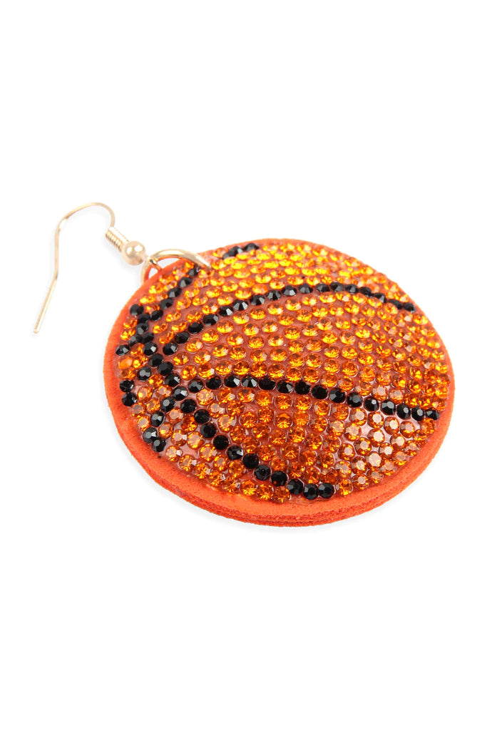 Suede Crystal Basketball Earrings