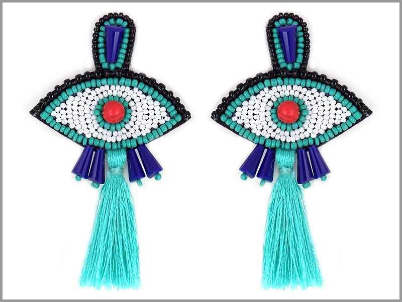 Fringe Evil Eye Earrings