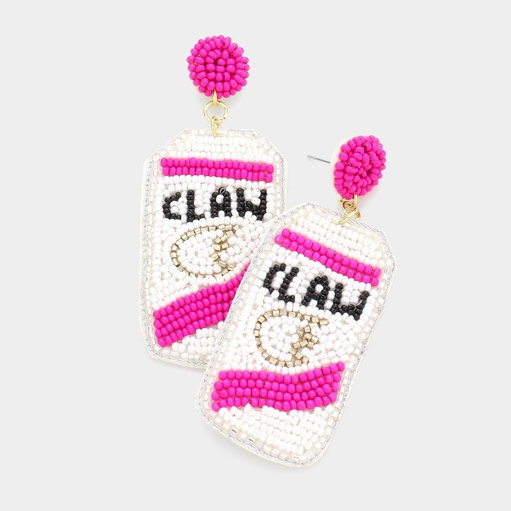 White Claw Can Felt Back Earrings