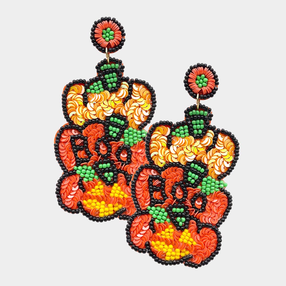 Stacked Pumpkins Boo Dangle Earrings