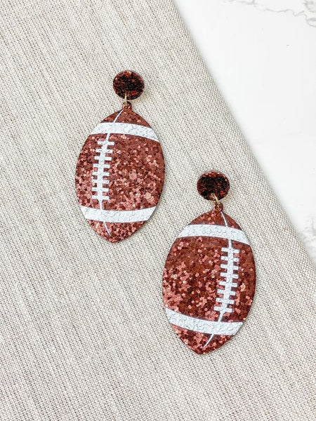 Glitter Football Dangle Earrings
