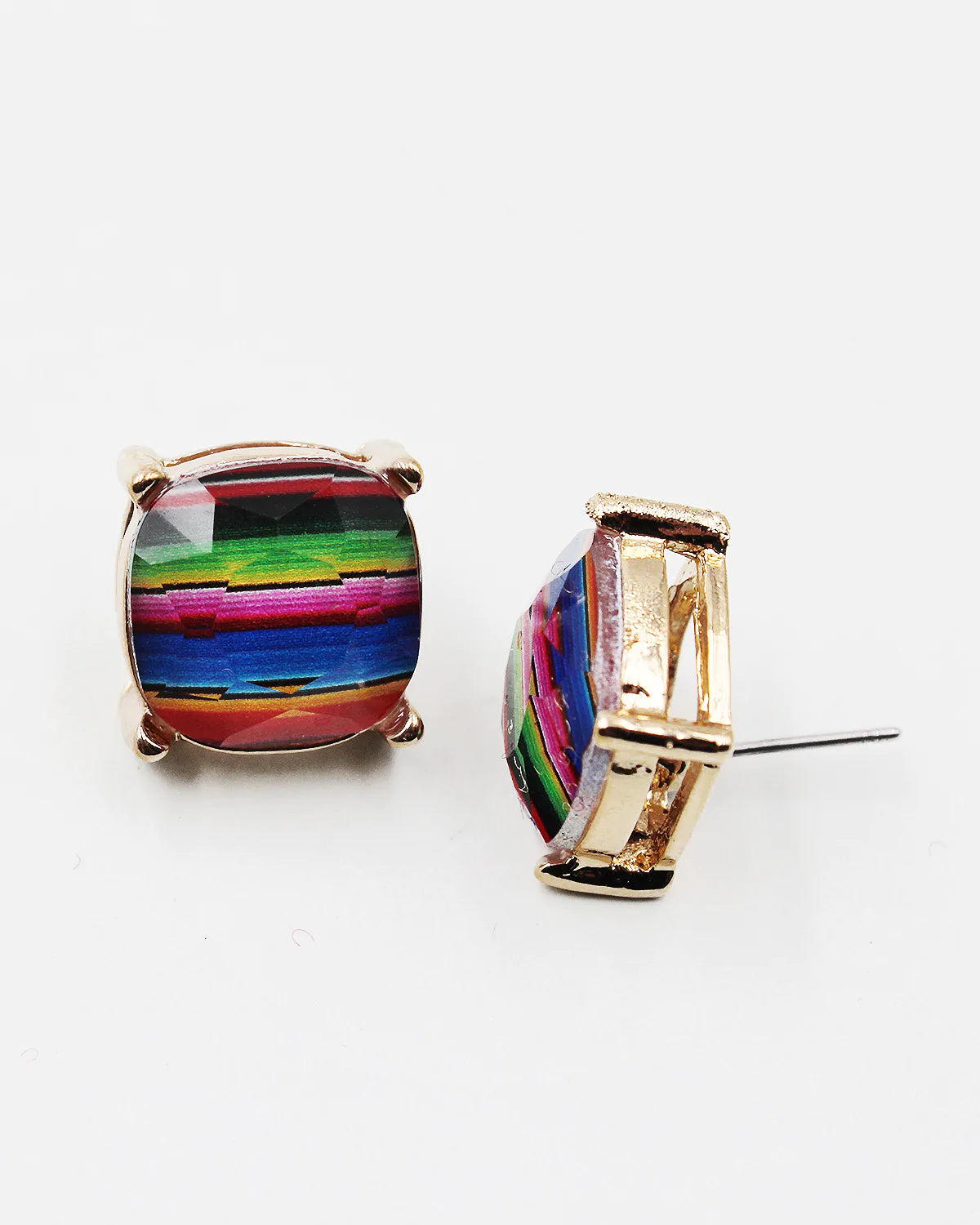 Serape Print Square Stud Earrings