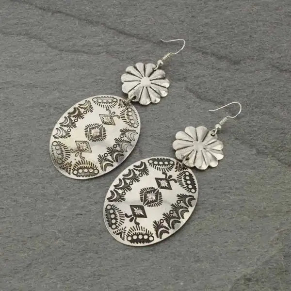 Handmade Western Oval Fish Hook Earrings