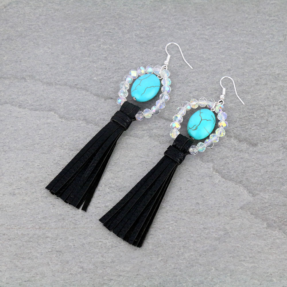Fringe Iridescent Turquoise Earring