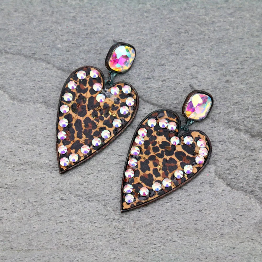 Leopard Heart Earrings