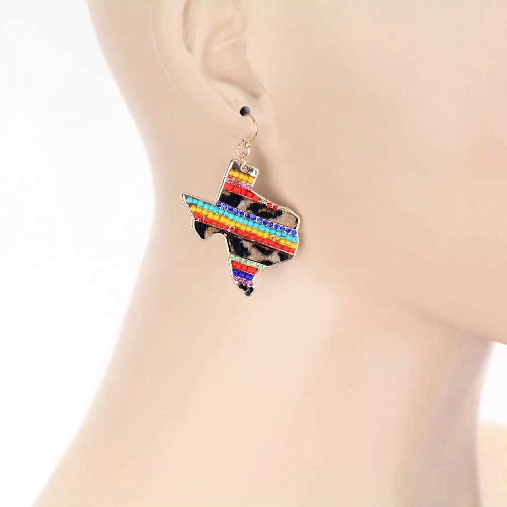 Leopard Texas Leather Earrings