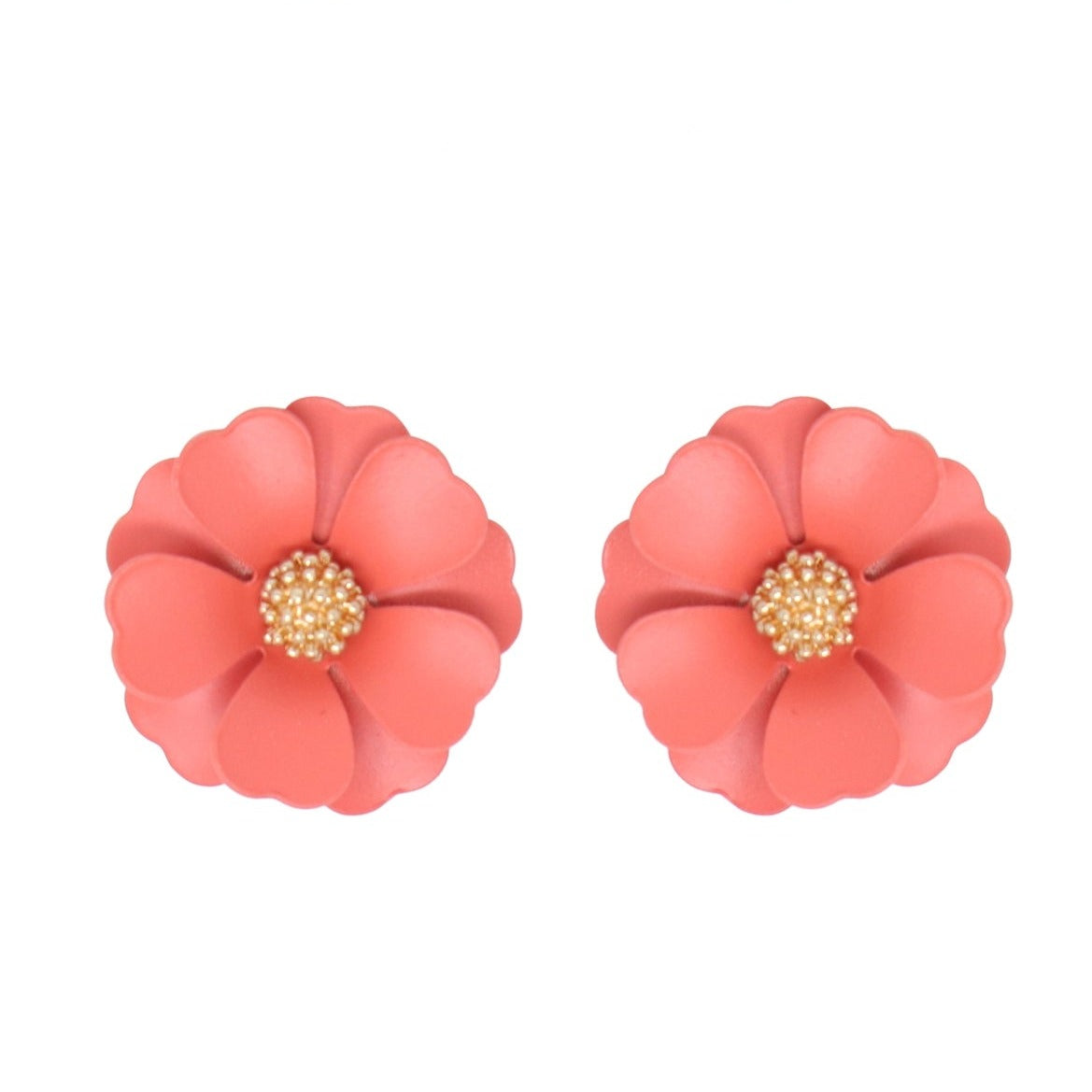 Coral Flower Stud Earrings