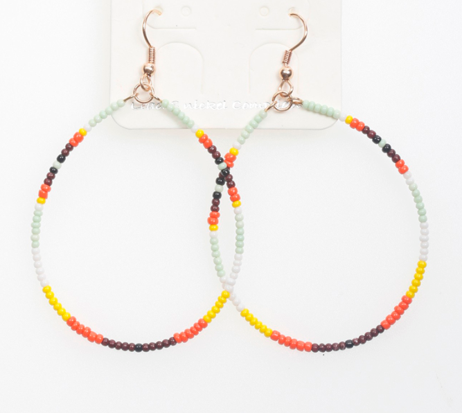 Tribal Pattern Drop Hoop Earrings