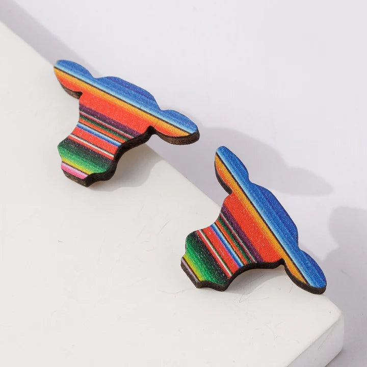 Cow Head Serape Earrings