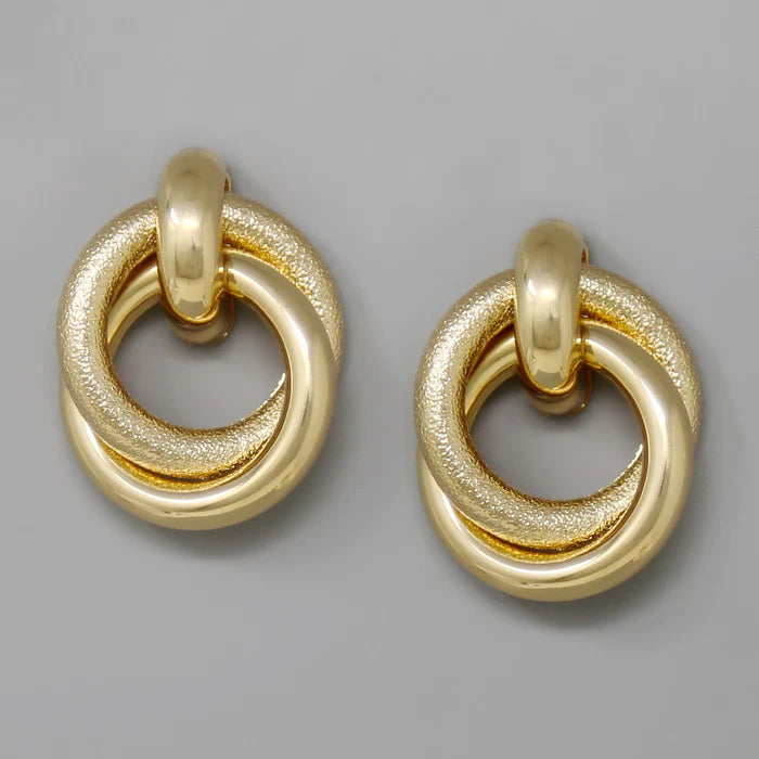 Double Hoop Metal Drop Earrings