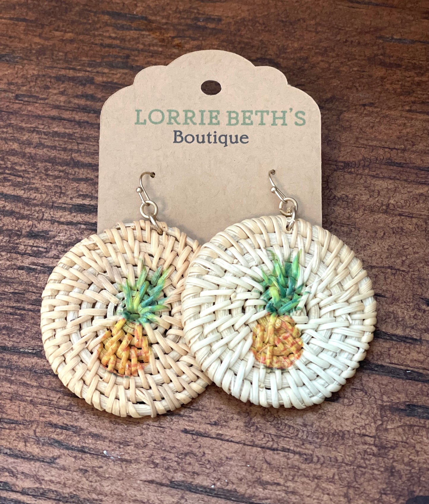Raffia Pineapple Round Earrings