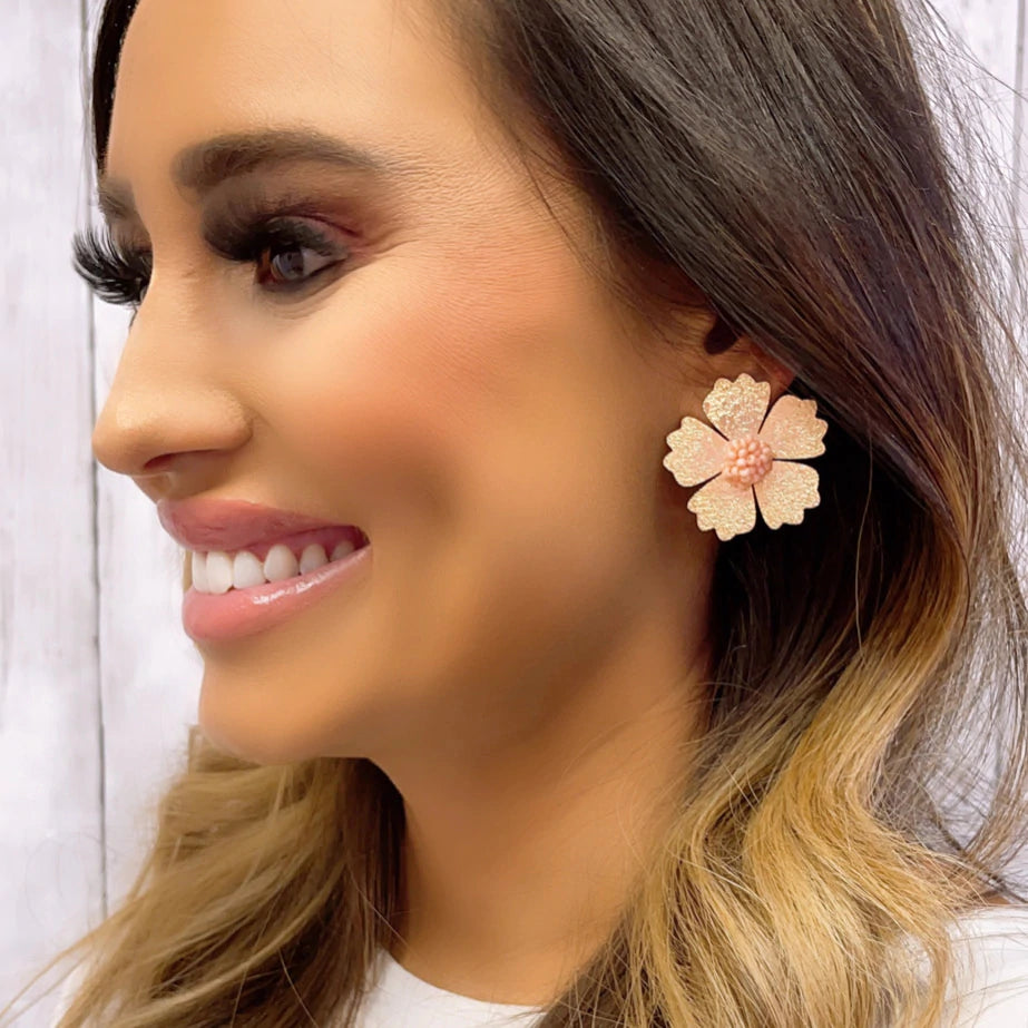 Dahlia Peach Earrings - Treasure Jewels