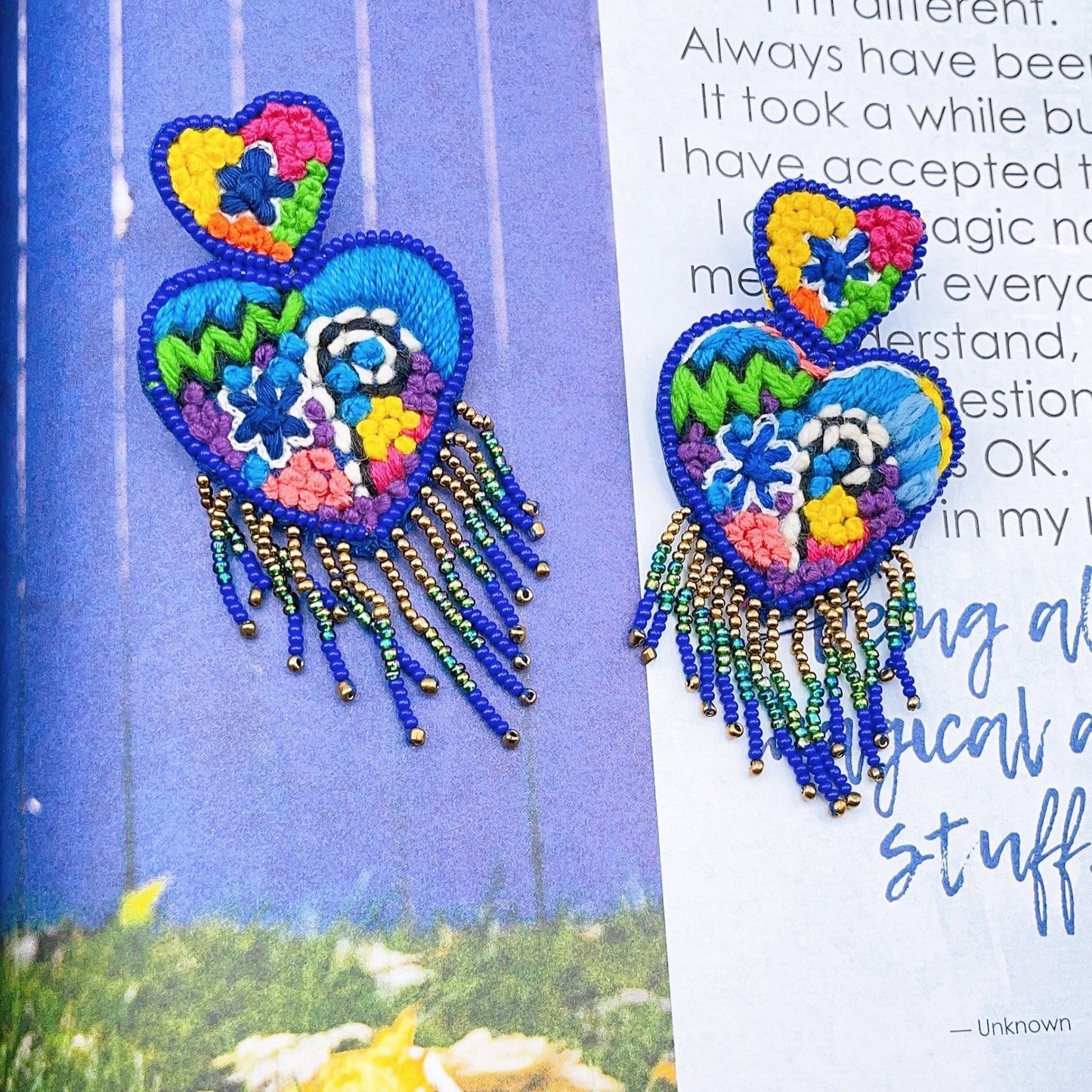 Lola Heart Embroidery Earrings