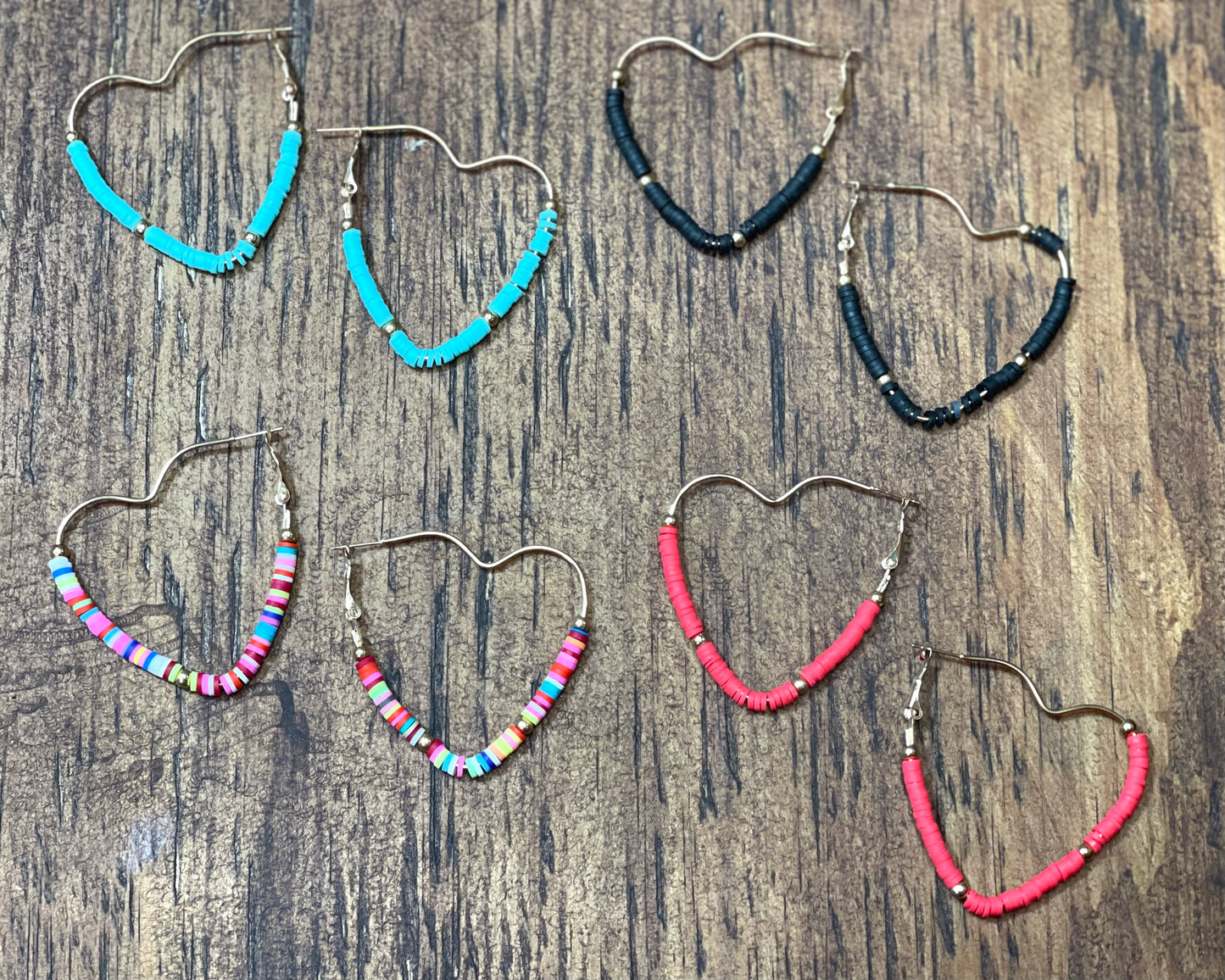 Colorful Fun Heart Shaped Hoop Earrings