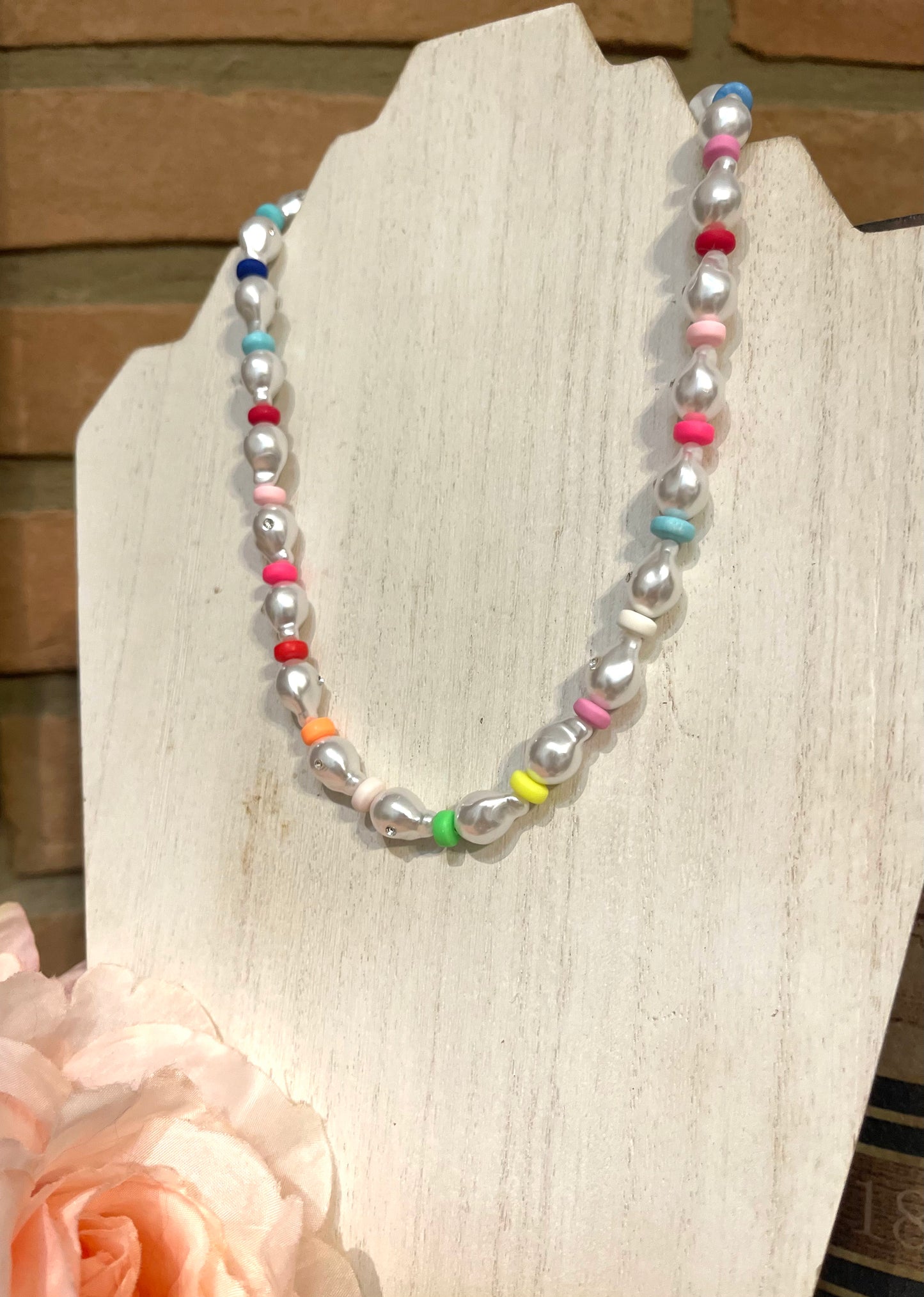 Rainbow & Pearl Necklace