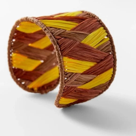 Tropical Raffia Bangle & Cuff Set