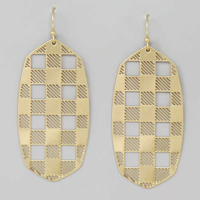 Sonia Check Hexagon Plaid Earrings