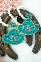 Cowgirl Hat Earrings - Turquoise