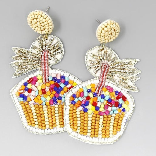 Cupcake Seed Beaded Drop Earrings