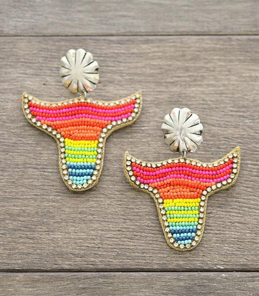 Serape Bullskull Earrings