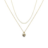Layered Pearls with Small Locket Necklace