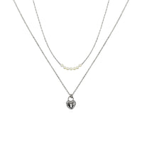 Layered Pearls with Small Locket Necklace