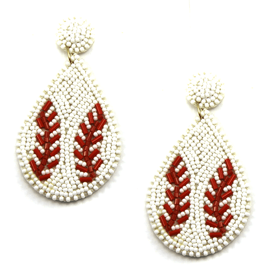 Teardrop Baseball Earring