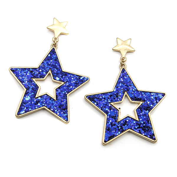 Glitter Star Dangle Stud Earrings