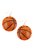 Suede Crystal Basketball Earrings