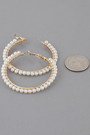 Pearl Closed Hoop Earrings