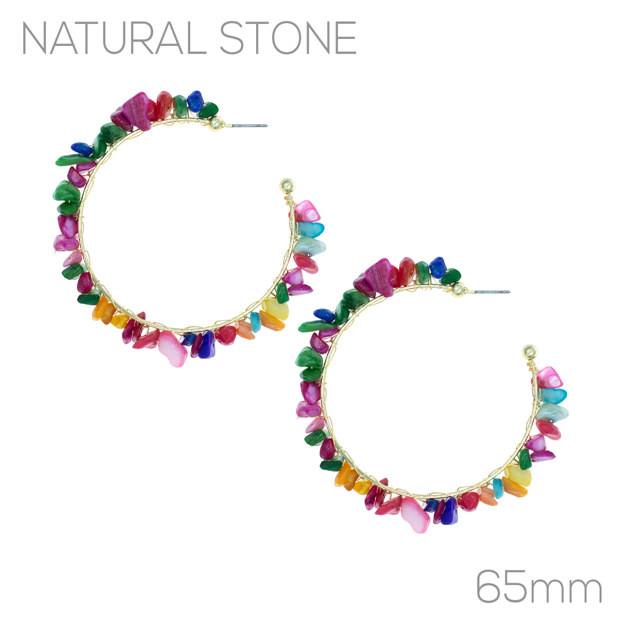 Natural Stone Hoop Earrings