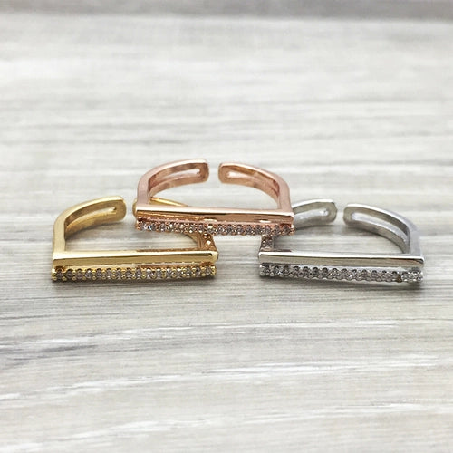Double Bar Paved Ring