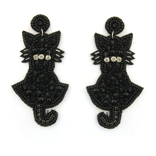 Black Cat Halloween Earrings