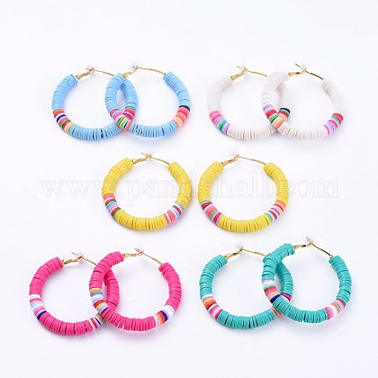 Heishi Beaded Hoop Earrings