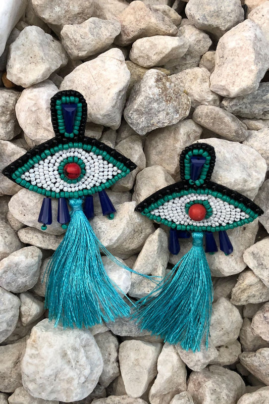 Fringe Evil Eye Earrings