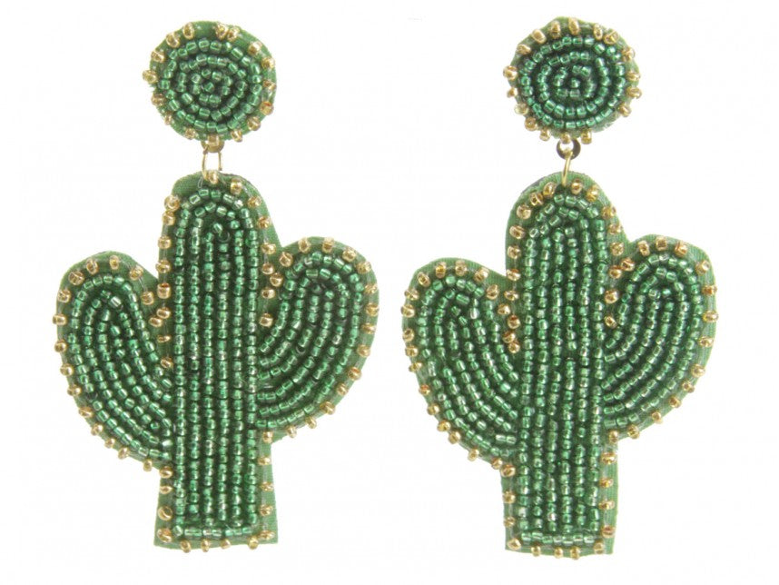 Stari Cactus Beaded Statement Earrings