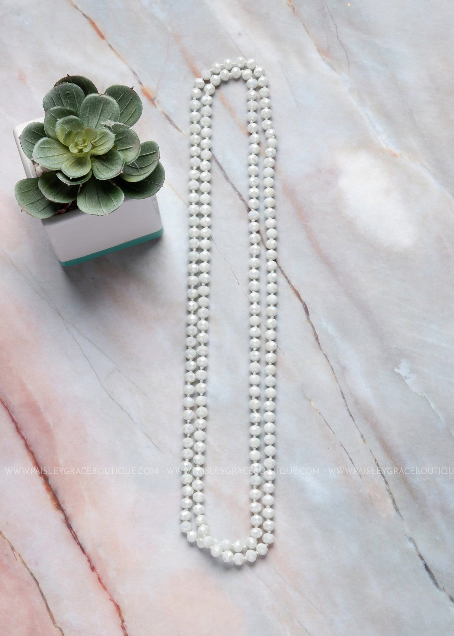 White Shimmer Strand Necklace