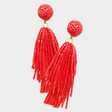 Tilla Tassel Earrings - Red