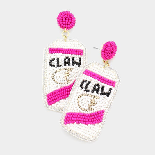 White Claw Can Felt Back Earrings