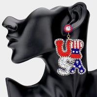 "USA" Patriotic Dangle Earrings