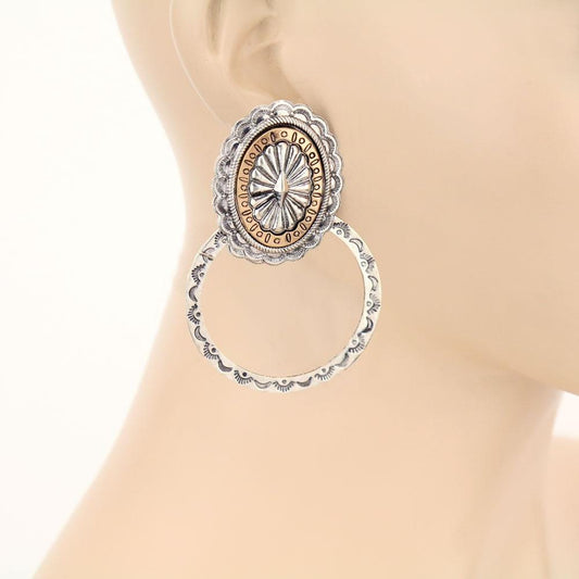 Concho Hoop Studded Earrings