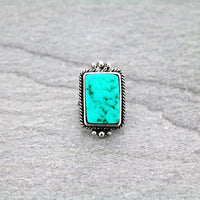 Rectangle Stone Cuff Ring - Adjustable